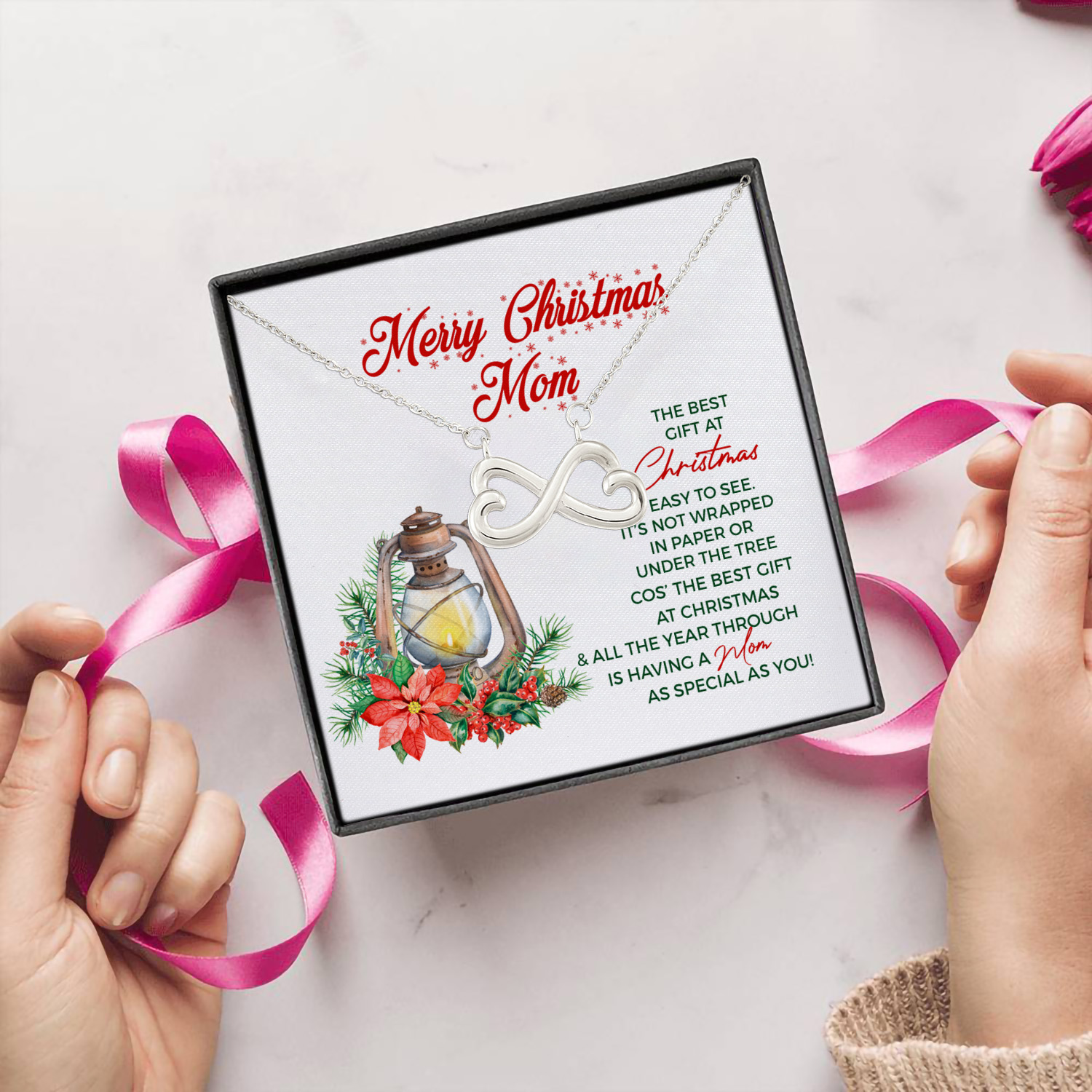 1N.Merry Christmas Mom (4) Infinity Heart Necklace (Silver) 5