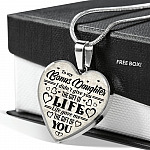 To My Bonus Daughter I Didn't Give You The Gift Of Life Life Gave Me The Gift Of You Heart Pendant Necklace - Heart Luxury Necklace (Silver)