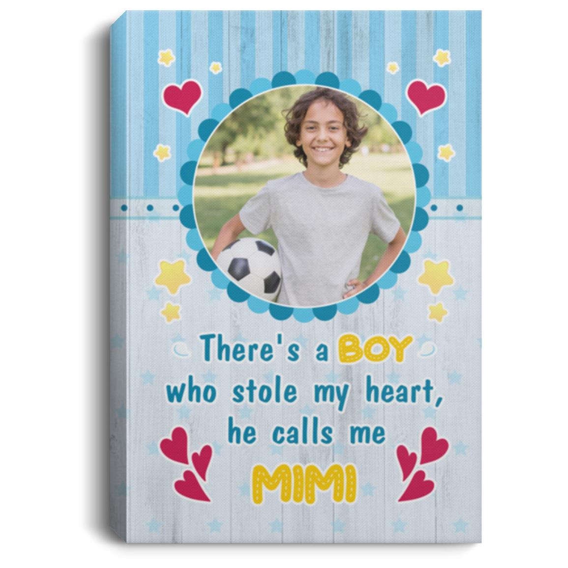 Personalized Photo There’s A Boy Stole, White, 0.75'' Framed Canvas