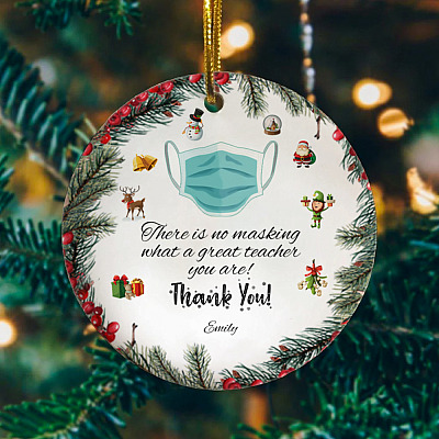 Personalized Virtual Teacher Great Teacher You Are in 2020 Pandemic Class Christmas Holiday Circle Ornament
