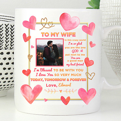 Alternative view of Personalized Photo Husband to My Wife in This Crazy World I'm so Glad You're the One Ceramic Coffee Mug