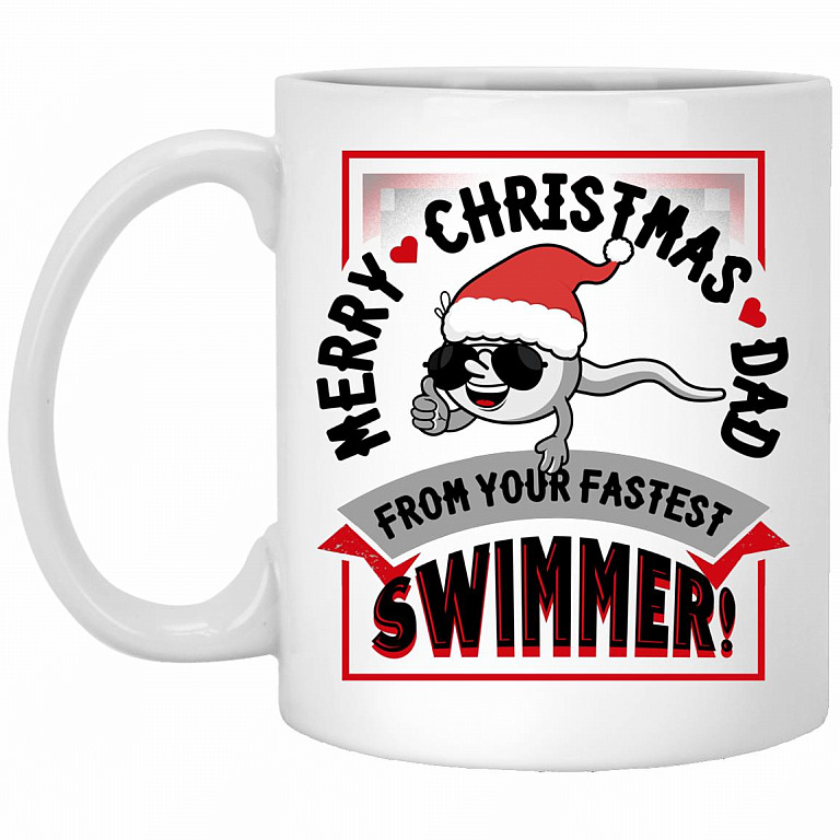 Merry Christmas Dad From Your Fastest, White, 11 oz. White Mug