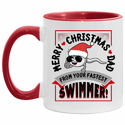 Merry Christmas Dad From Your Fastest, White/Red, 11 oz. Accent Mug