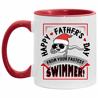 Happy Father's Day From Your Fastest, White/Red, 11 oz. Accent Mug