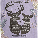 Personalized Deer Couple I Choose Blanket, White, Cozy Plush Fleece Blanket - 50x60