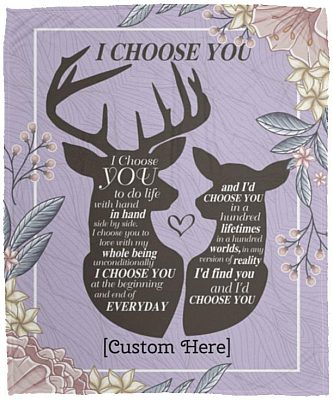 Personalized Deer Couple I Choose Blanket, White, Cozy Plush Fleece Blanket - 50x60