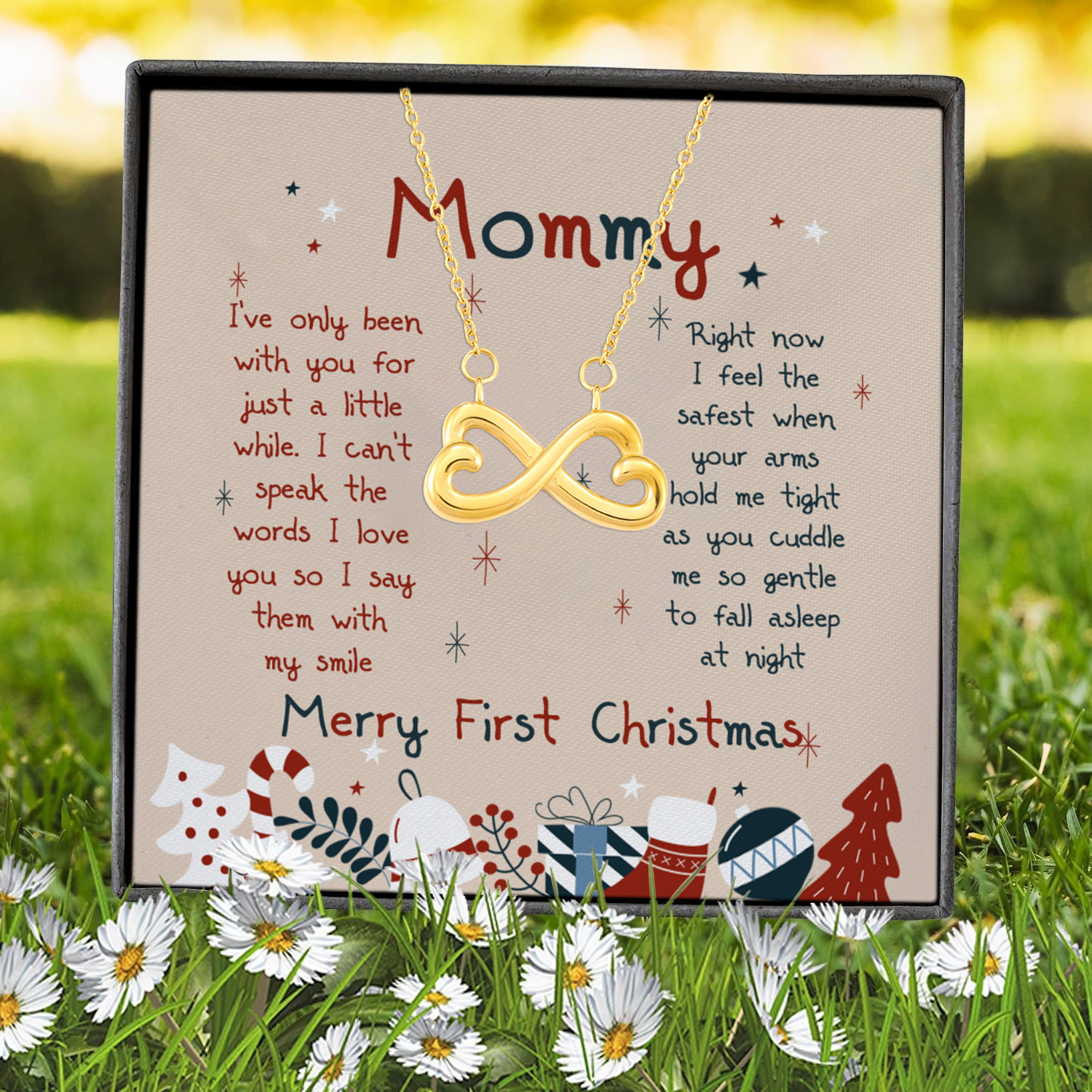 5VT. Mommy I've Only Been Message Card Infinity Heart Necklace (Gold) 7