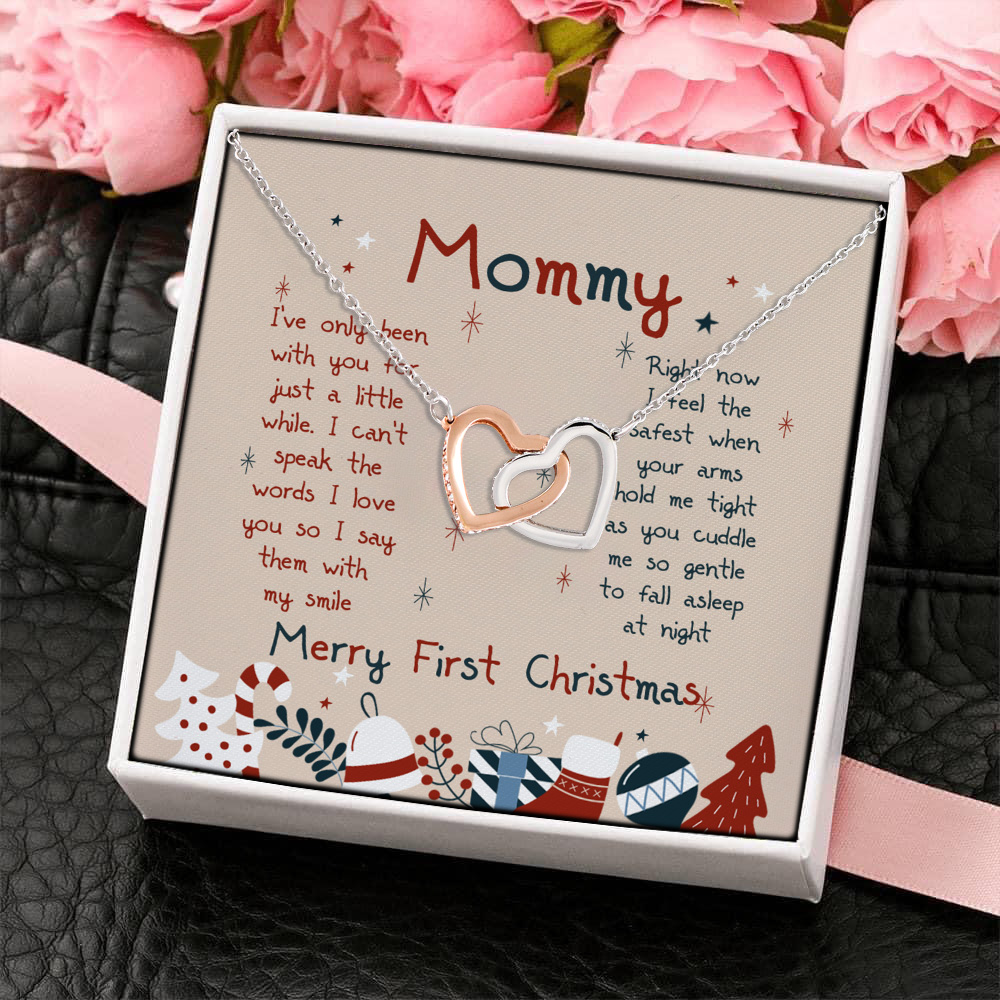 5VT. Mommy I've Only Been Message Card Interlocking Hearts Necklace 4