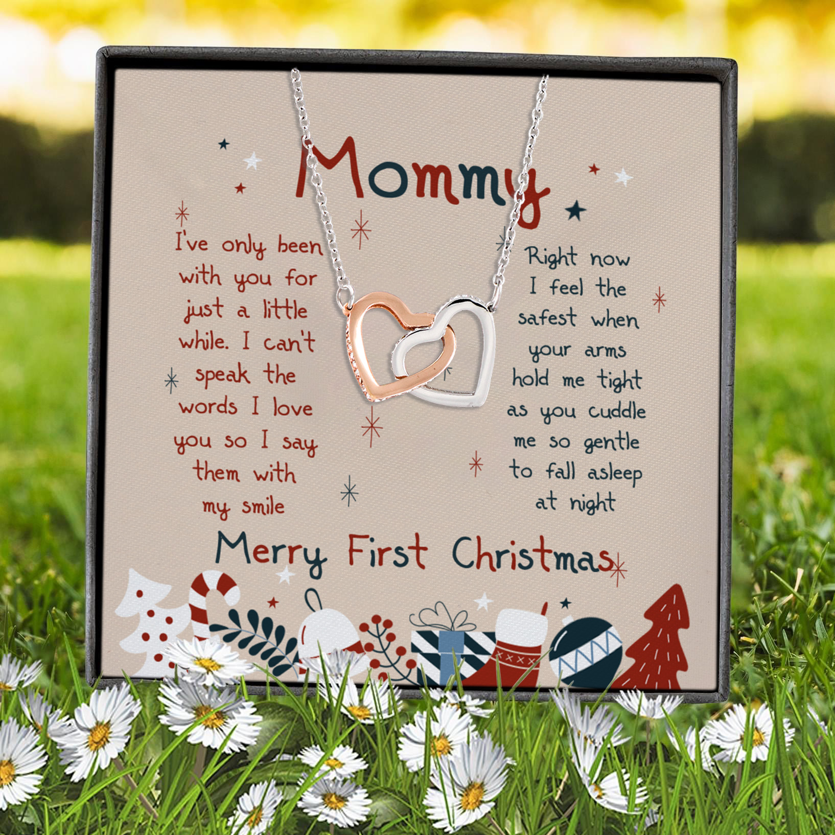 5VT. Mommy I've Only Been Message Card Interlocking Hearts Necklace 7