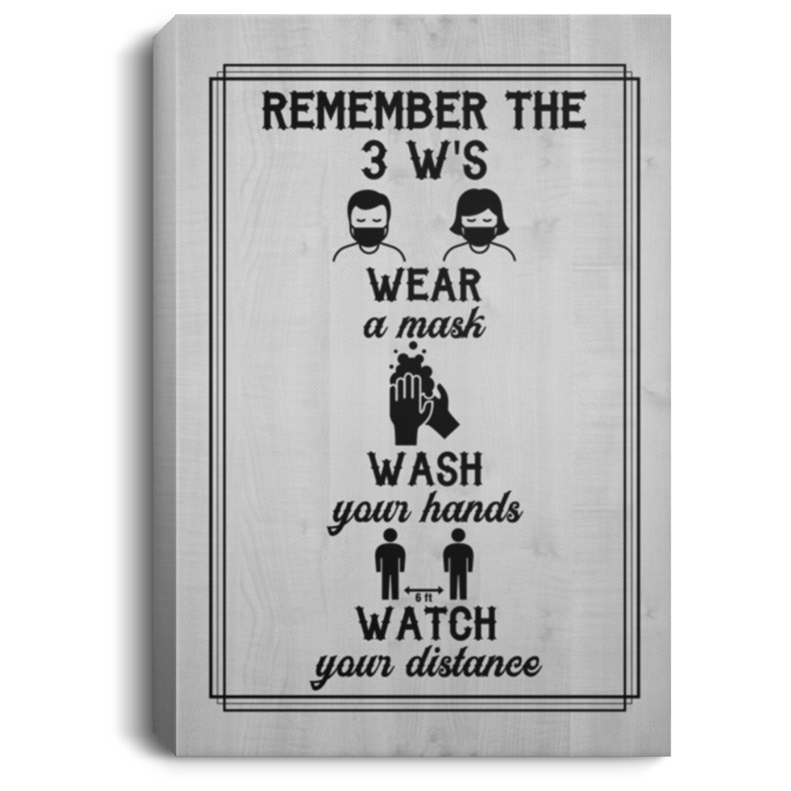 Remember 3Ws Gallery Wrapped Framed Canvas Prints - Unframed Poster - Quarantine Safety Step Decor Wall Art, White, 0.75'' Framed Canvas Remember 3Ws Gallery Wrapped Framed Canvas Prints - Unframed Poster - Quarantine Safety Step Decor Wall Art, White, 0.75'' Framed Canvas