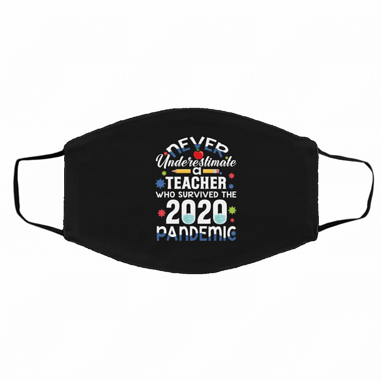 Teacher Mask, White, Cloth Face Cover – Medium/Large