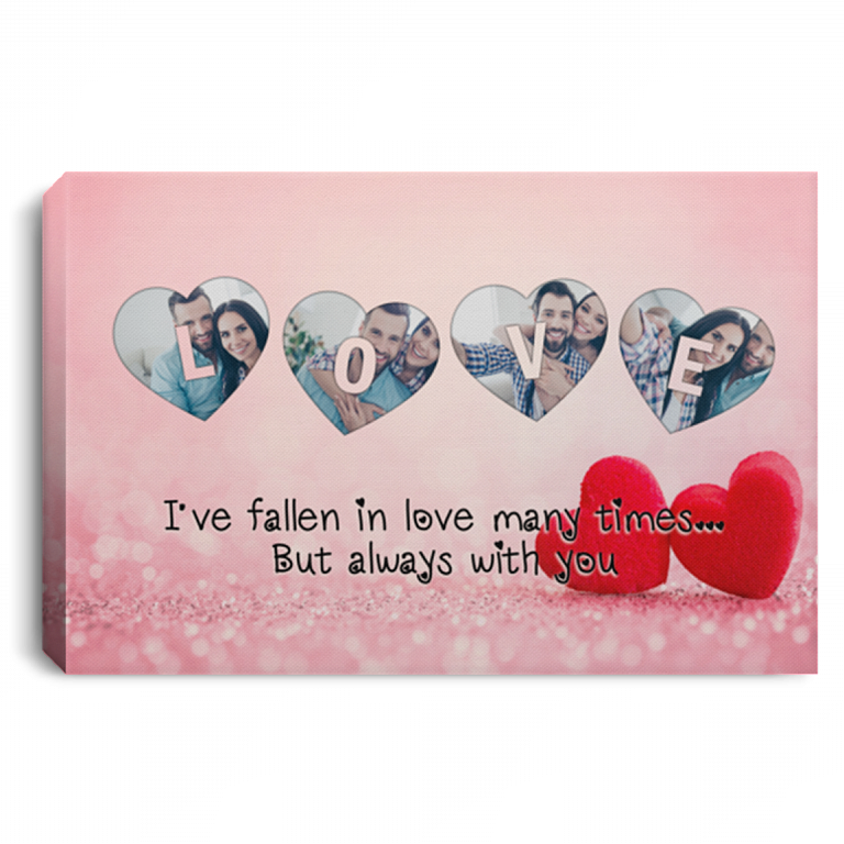 Custom Photo Our Love Story Falling in Love Wrapped Framed Canvas Prints - Unframed Poster - Wall Art, White, 0.75'' Framed Canvas