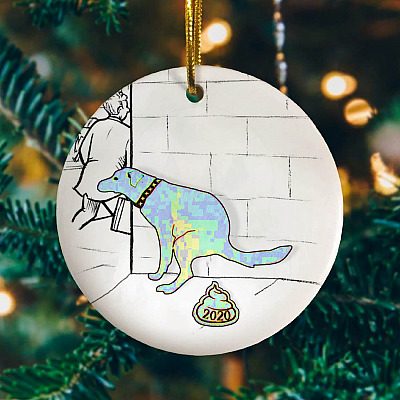 The Dog Pooping 2020 Decorative Christmas Ornament - Holiday Flat Circle Ornament - Holiday Decoration Gift