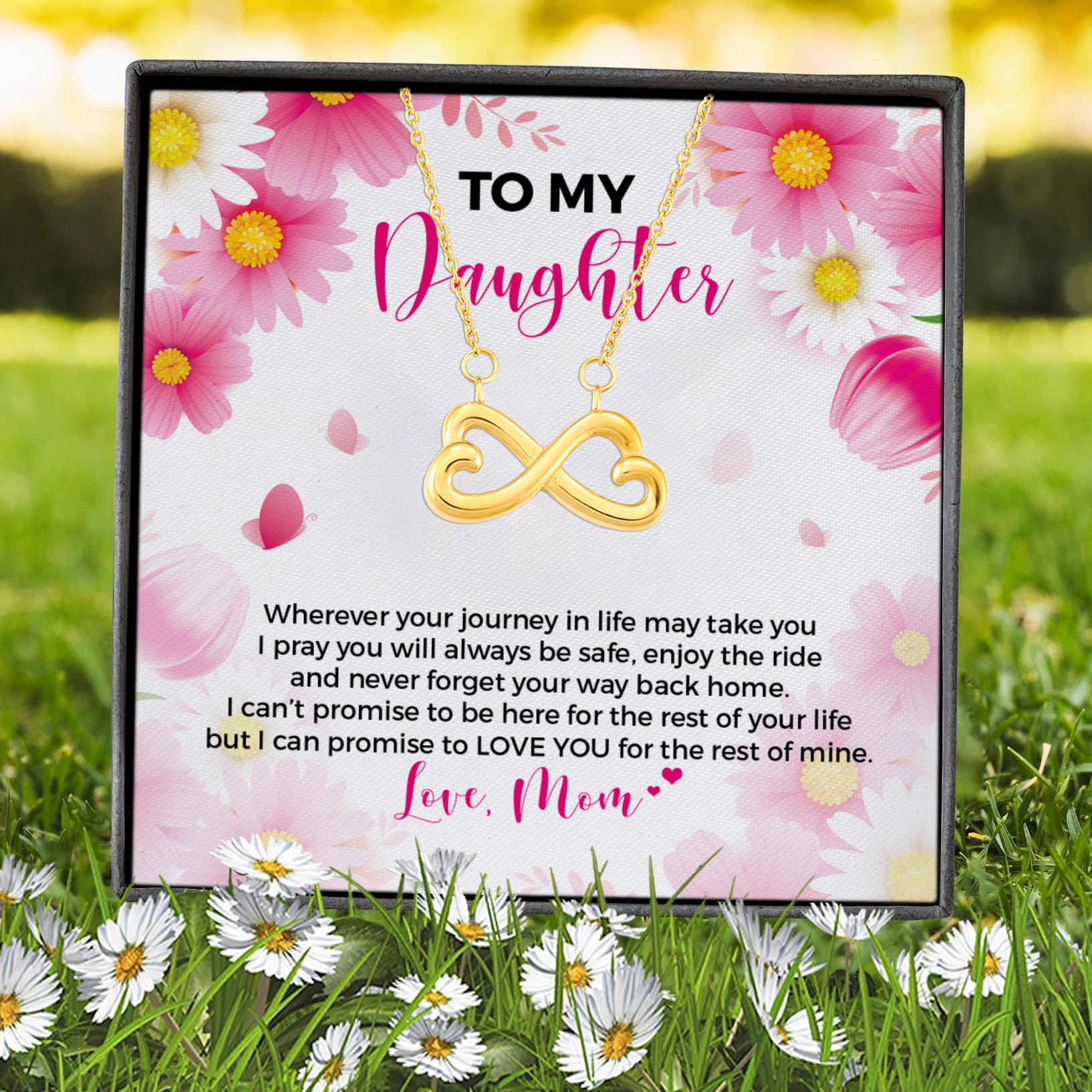 5VT. To My Daughter Wherever Journey Infinity Heart Necklace (Gold) 7