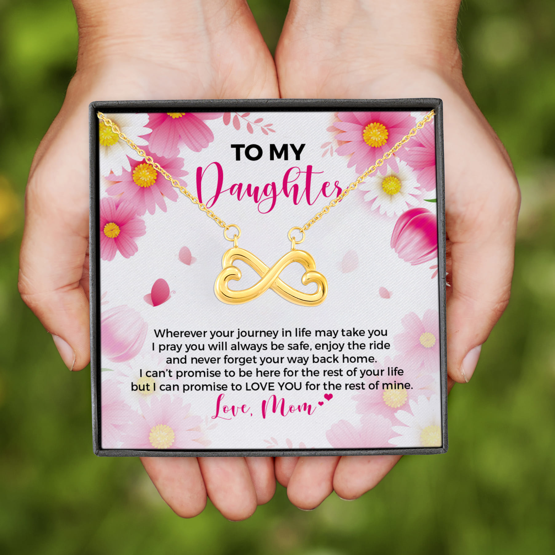 5VT. To My Daughter Wherever Journey Infinity Heart Necklace (Gold)