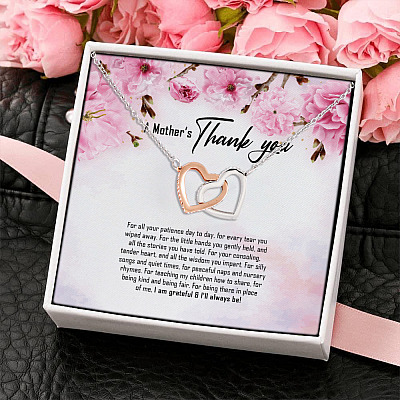 Babysitter A Mommy's Thank You For All Your Patience Day To Day Nanny Leaving Interlocking Hearts Pendant Necklace