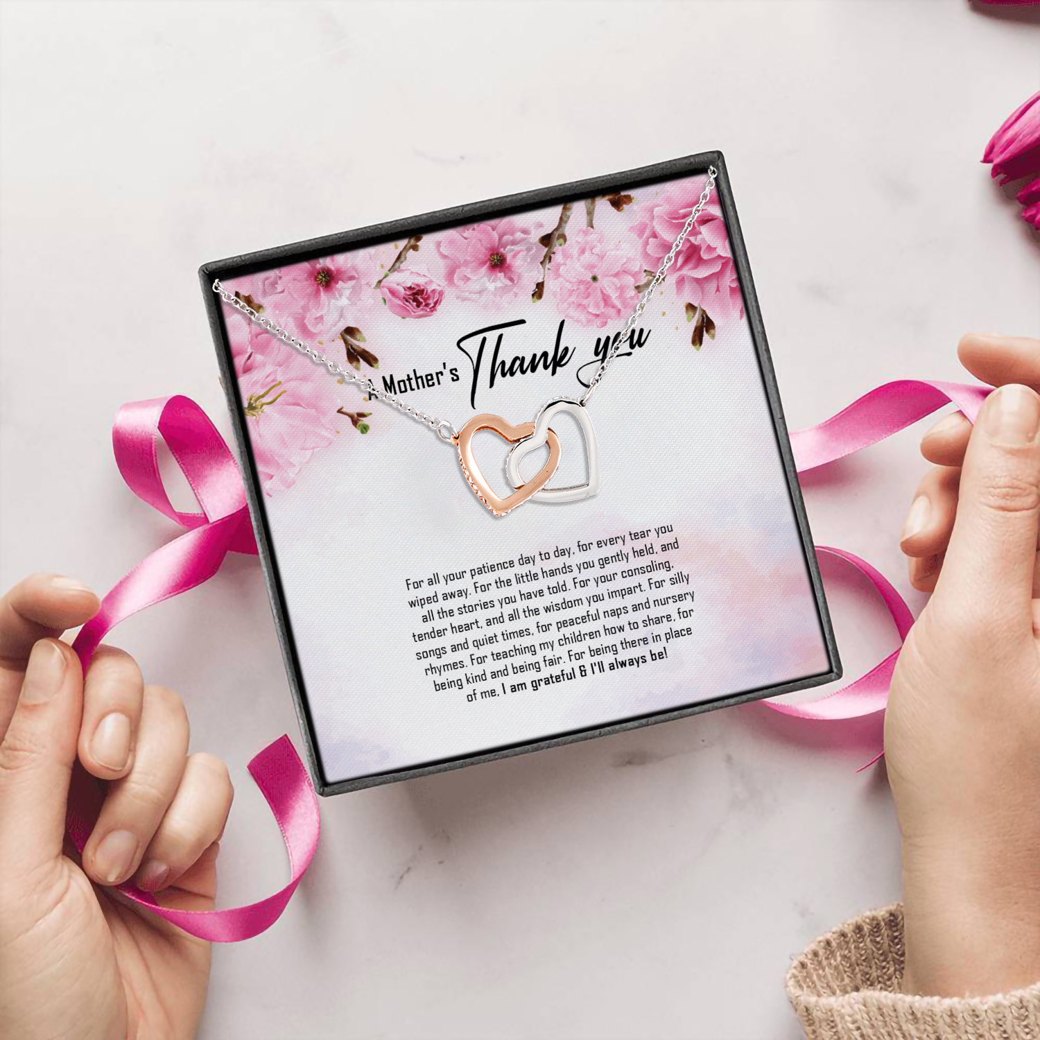 2VT. Babbysitter A Mother's Thank You Interlocking Hearts Necklace 5