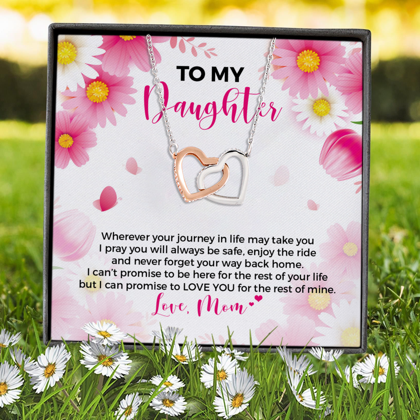 5VT. To My Daughter Wherever Journey Interlocking Hearts Necklace 7