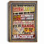 Who Works With Hands Head And Heart Machinist Framed Canvas - Unframed Poster, White, 0.75'' Framed Canvas