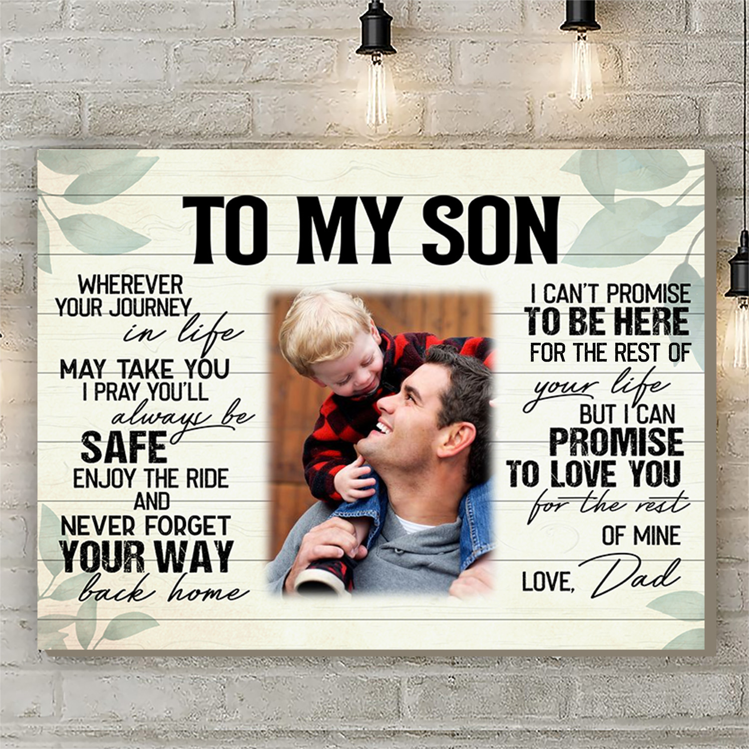 3VT. DAD To My Son Wherever Journey Custom Photo canvas mk2