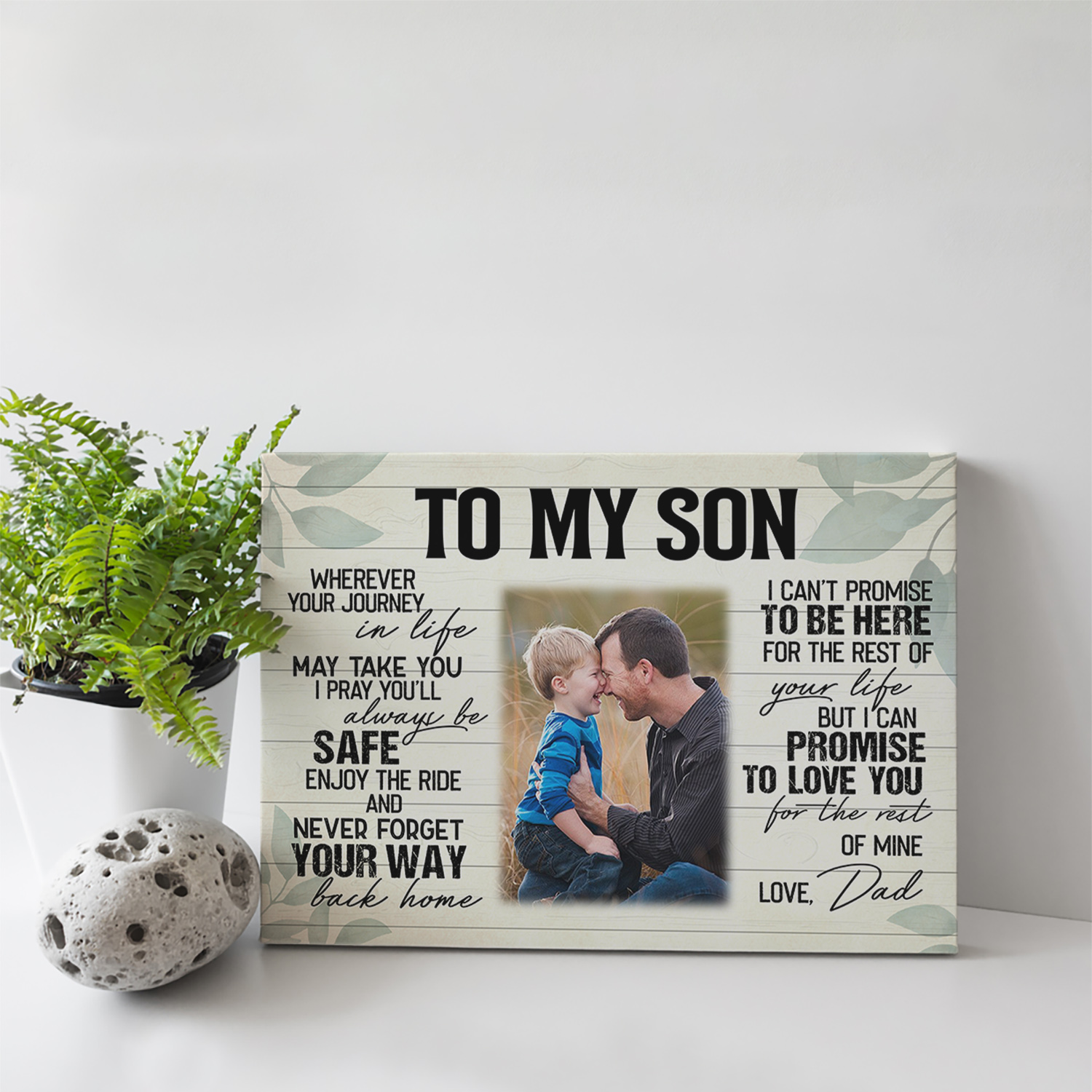 3VT. DAD To My Son Wherever Journey Custom Photo canvas mk3