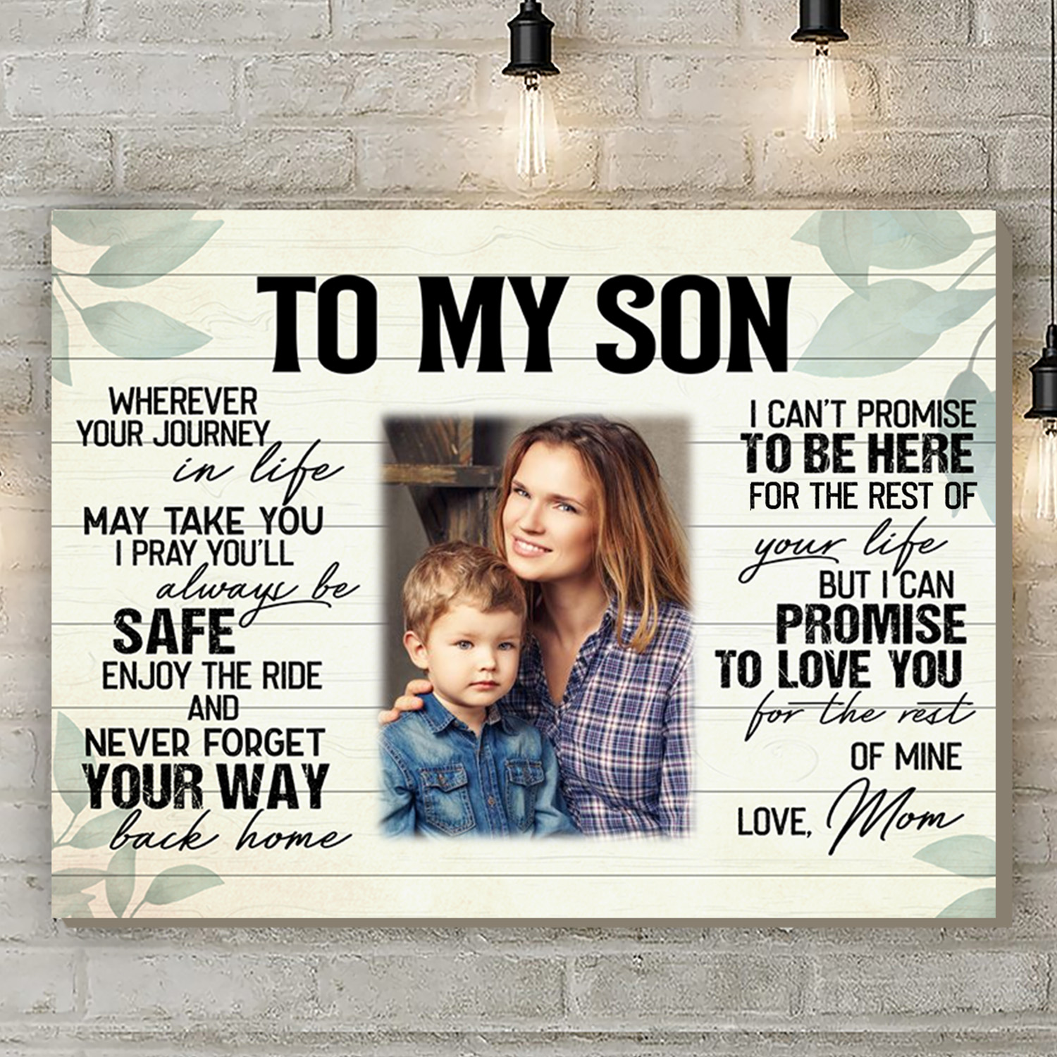 3VT. MOM To My Son Wherever Journey Custom Photo canvas mk1