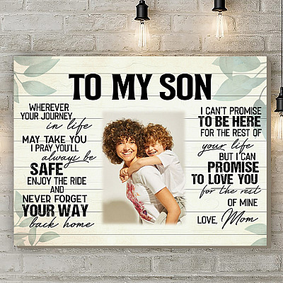 Alternative view of Personalized Photo Mom To My Son Wherever Your Journey In Life May Take You Framed Canvas Prints - Unframed Poster