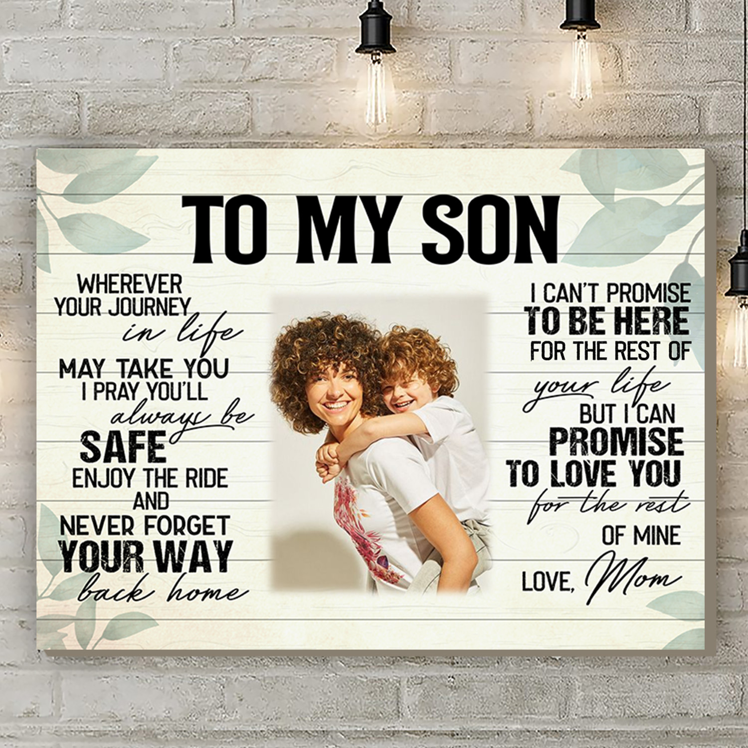 3VT. MOM To My Son Wherever Journey Custom Photo canvas mk2