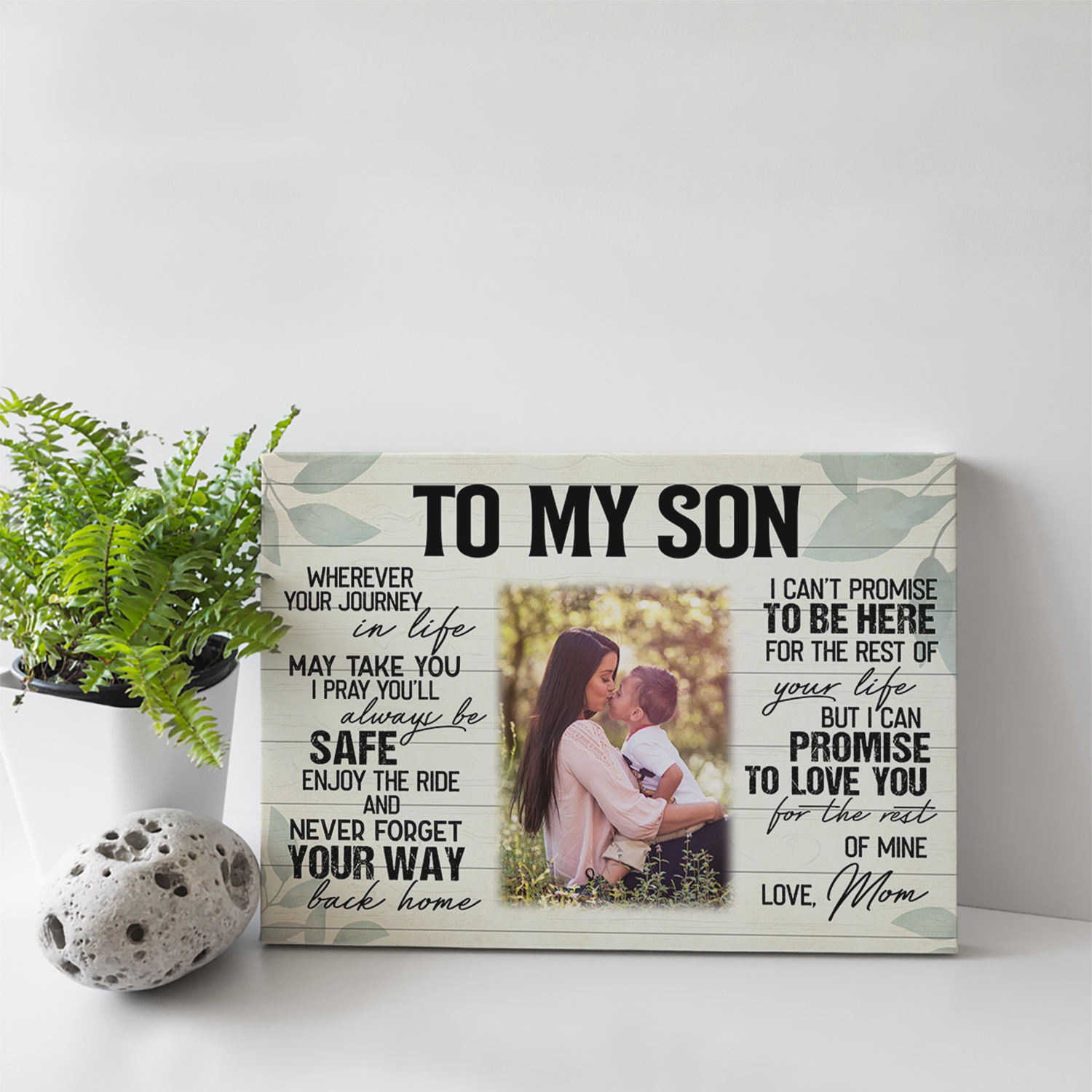 3VT. MOM To My Son Wherever Journey Custom Photo canvas mk3