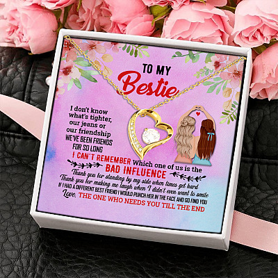 To My Bestie I Don't Know What's Tighter Our Jeans or Our Friendship Forever Love Pendant Necklace