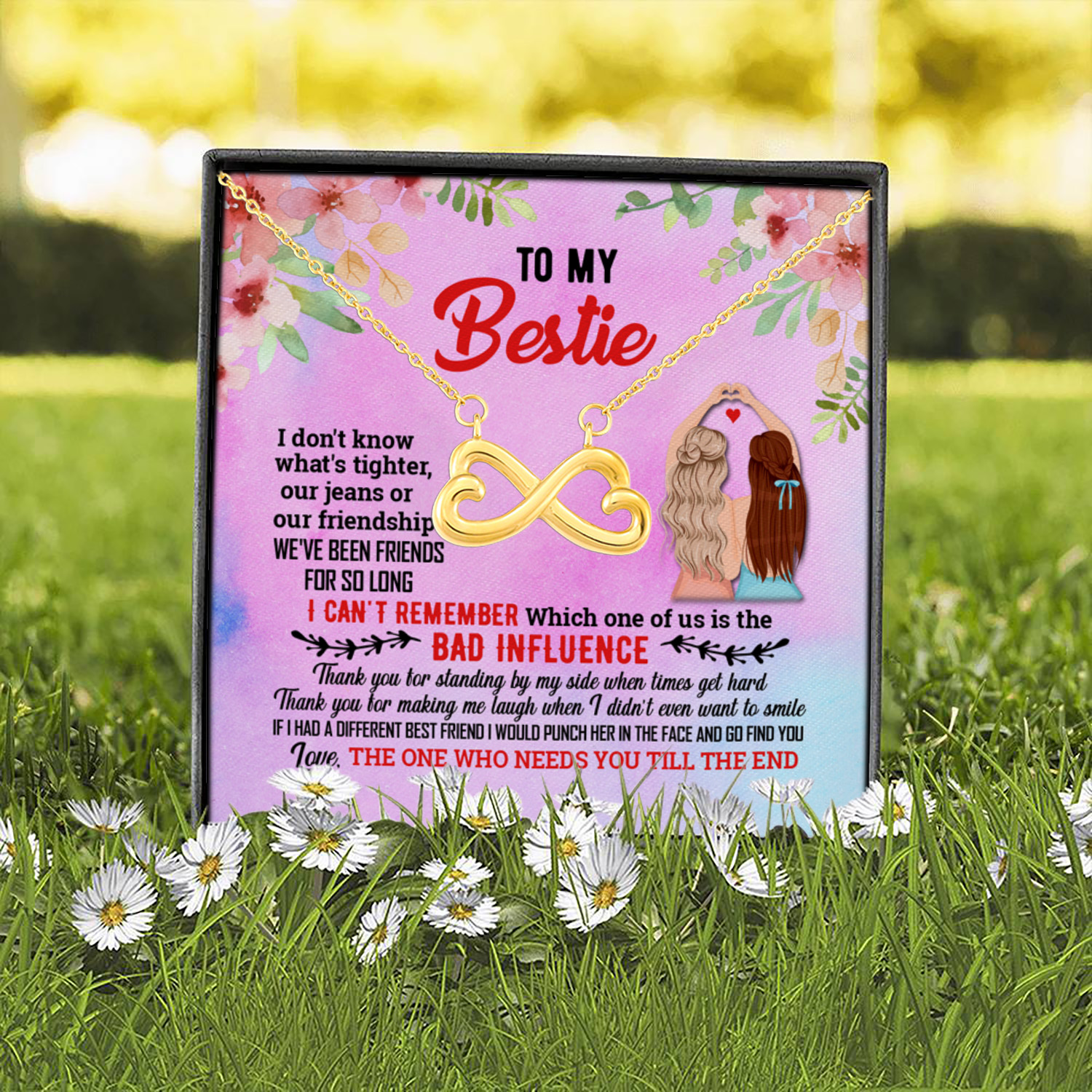 3O. To My Bestie Necklace (6) - (fixed chính tả) Infinity Heart Necklace (Gold) 2