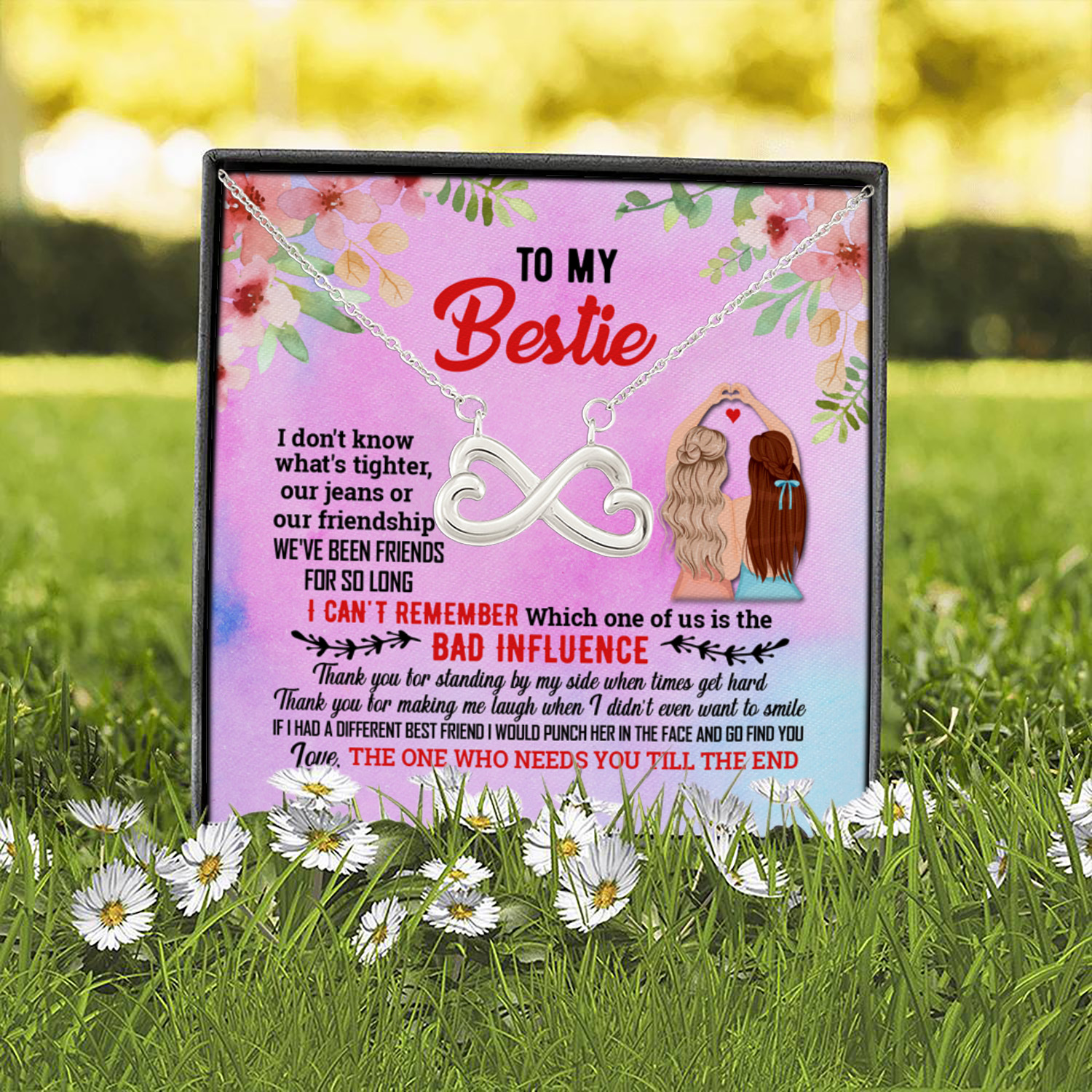 3O. To My Bestie Necklace (6) - (fixed chính tả) Infinity Heart Necklace (Silver) 2