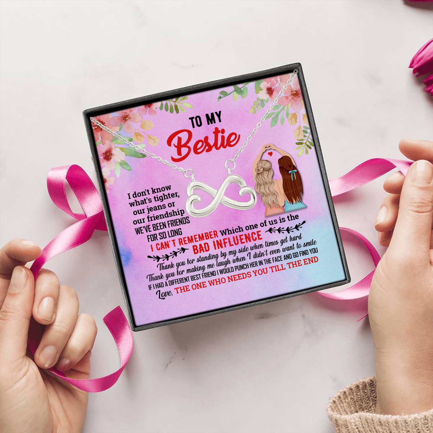 3O. To My Bestie Necklace (6) - (fixed chính tả) Infinity Heart Necklace (Silver) 5