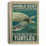 Angels Exist But Sometimes They Don't Have Wings And Are Called Turtles Framed Canvas Prints - Unframed Poster, White, 0.75'' Framed Canvas