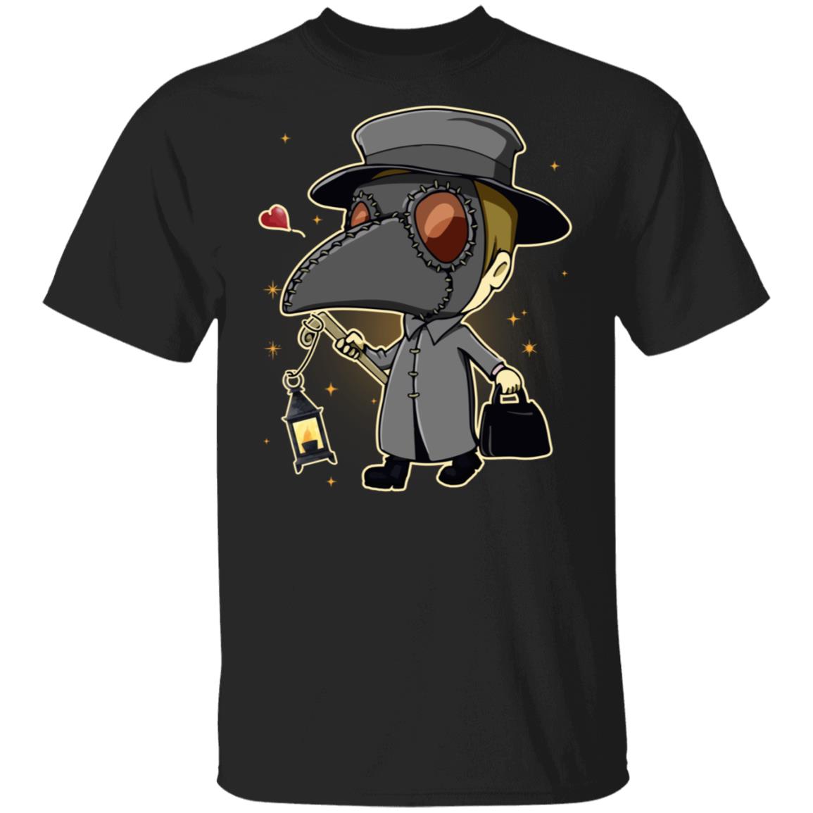Cute Plague Doctor With Lantern T-Shirt, Black, Unisex T-Shirt