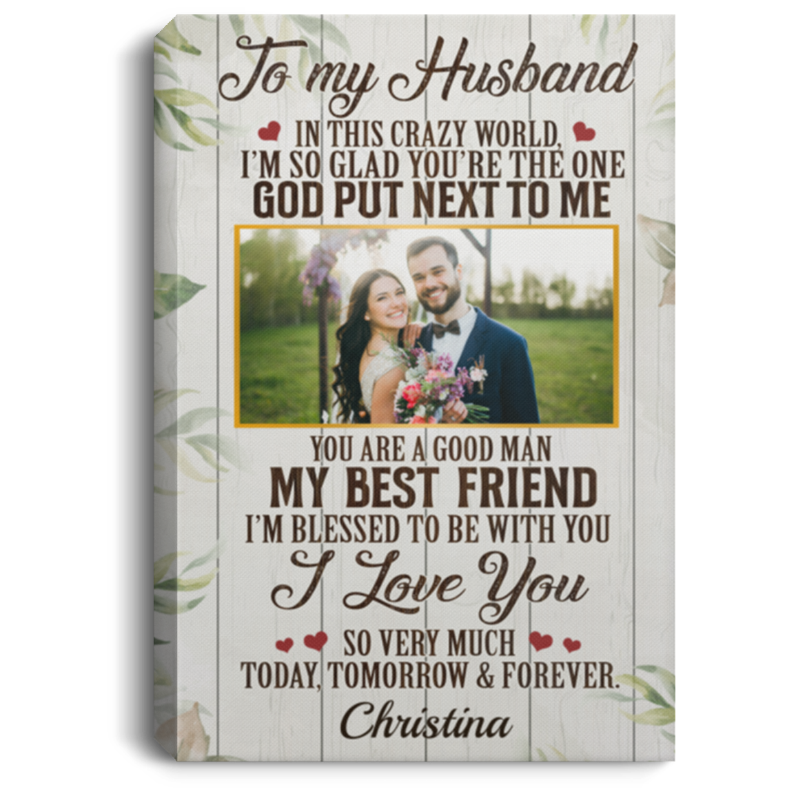 Personalized Photo Wife to My Husband in This Crazy World I'm so Glad Framed Canvas - Unframed Poster, White, 0.75'' Framed Canvas Personalized Photo Wife to My Husband in This Crazy World I'm so Glad Framed Canvas - Unframed Poster, White, 0.75'' Framed Canvas