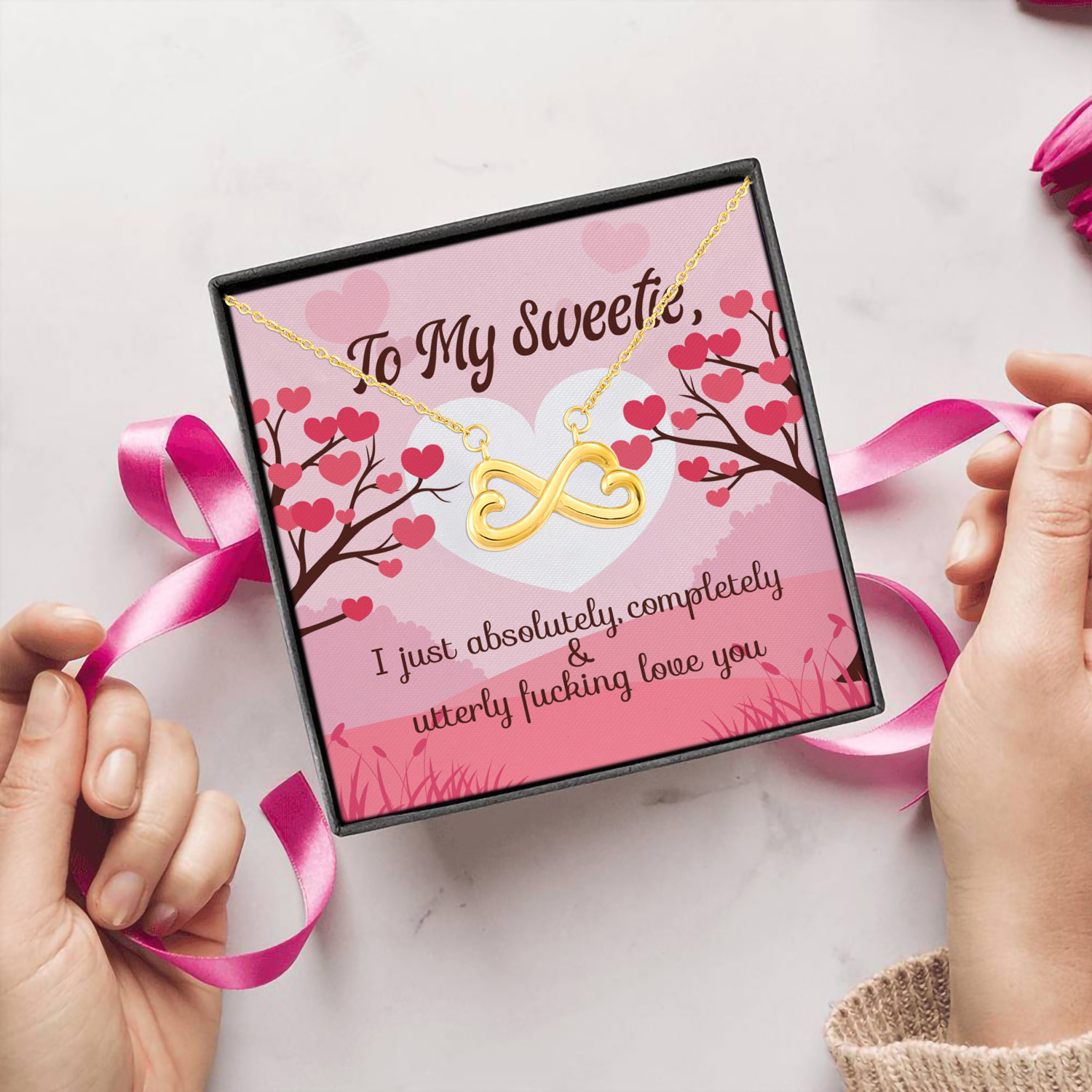 6MH. Utterly Love You (3) Infinity Heart Necklace (Gold) 5