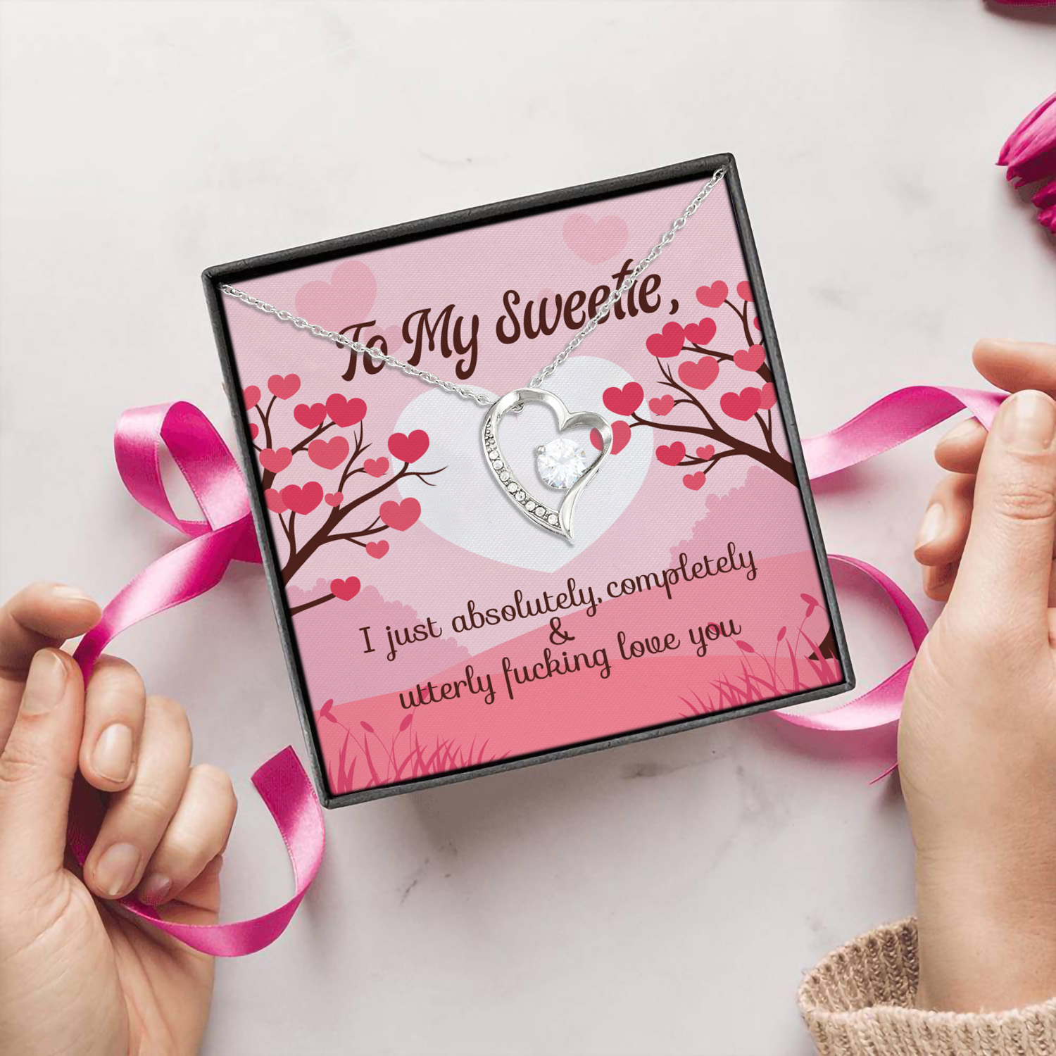 6MH. Utterly Love You (3) Forever Love Necklace (Silver) 5