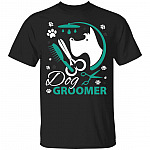 Dog Groomers Paw Print T-Shirt - Funny Dog Groomer Shirts, Black, Unisex T-Shirt