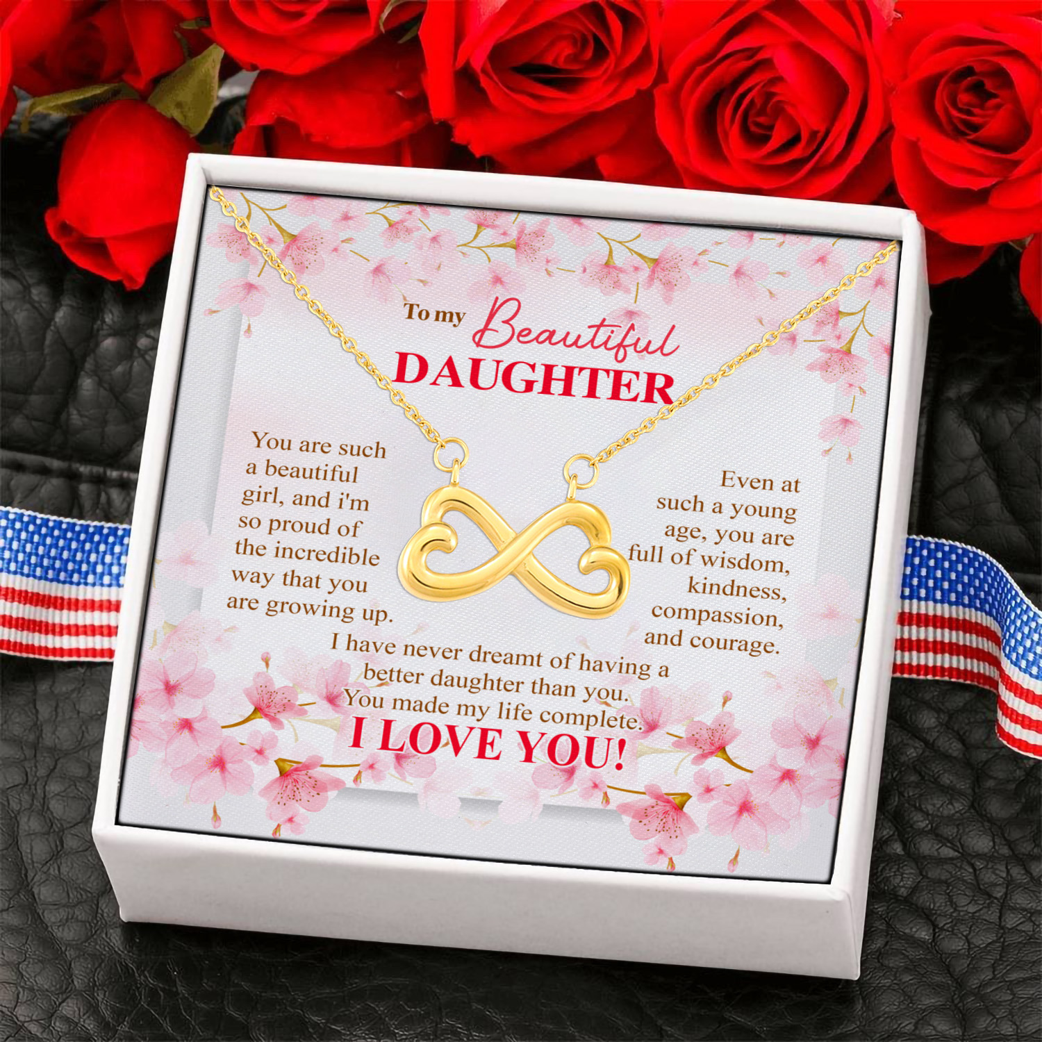 2P. Beautiful daughter (4) Infinity Heart Necklace (Gold) 6