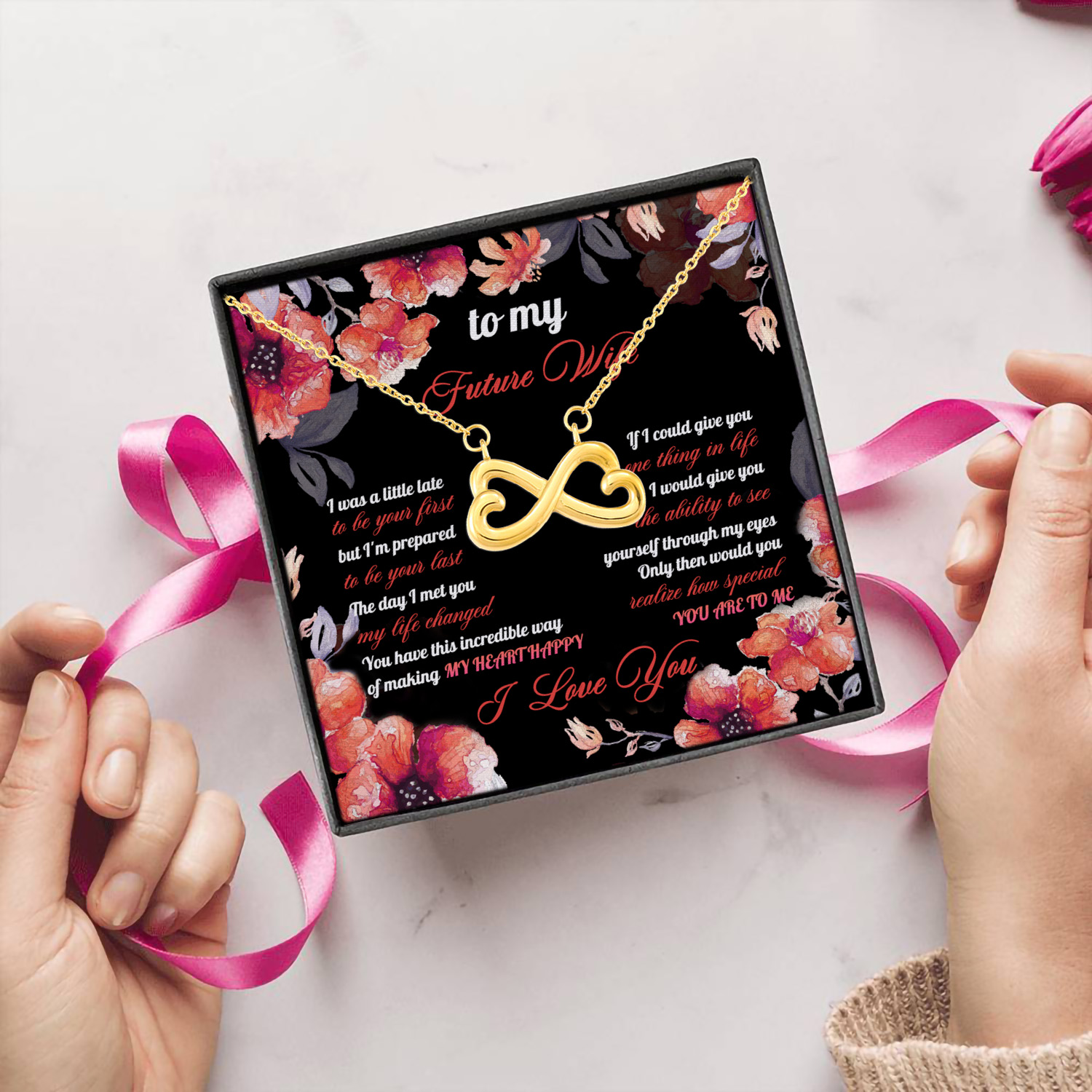 5O. Future Wife Necklace Infinity Heart Necklace (Gold) 5