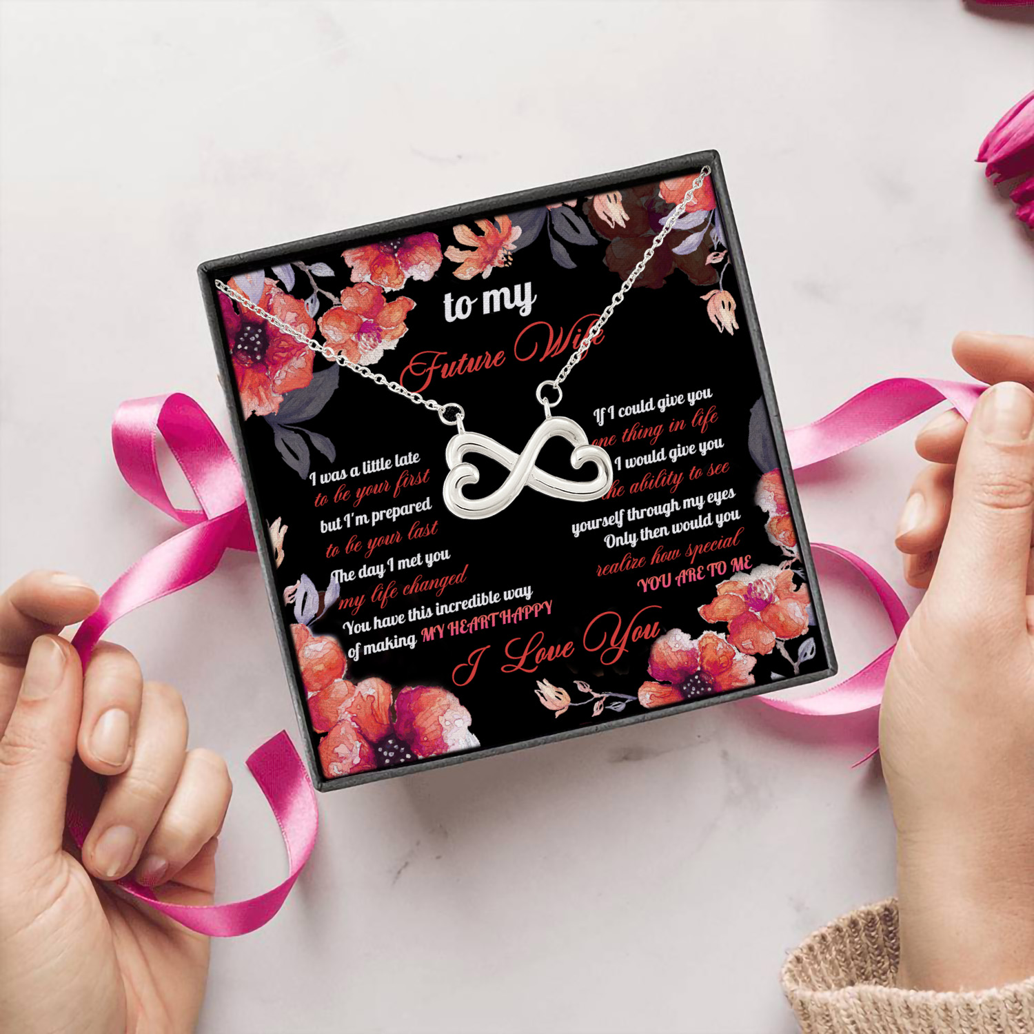 5O. Future Wife Necklace Infinity Heart Necklace (Silver) 5