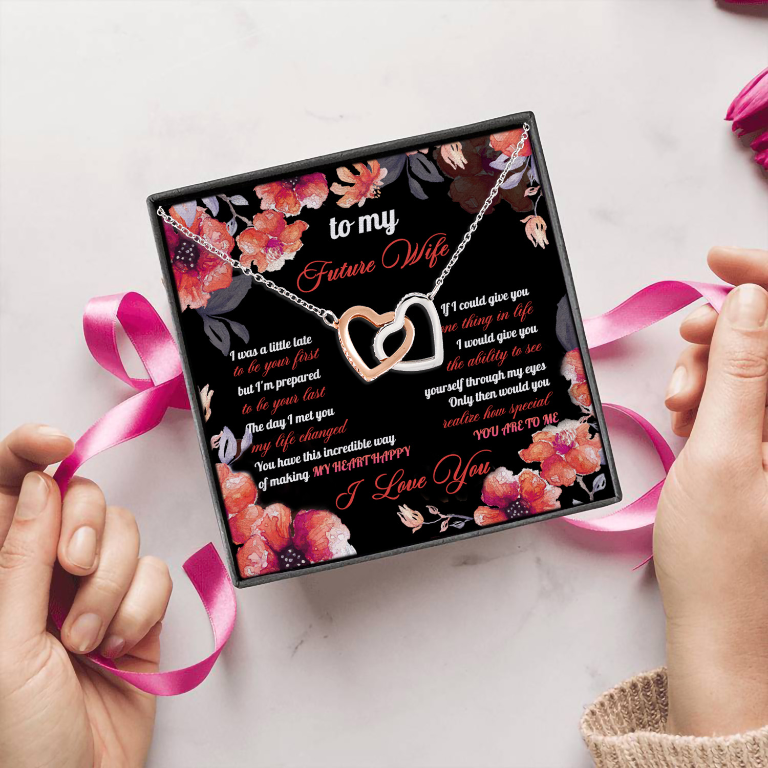 5O. Future Wife Necklace Interlocking Hearts Necklace 5