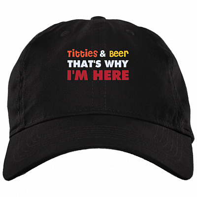 Titties Hat, Black, Brushed Twill Dad Cap