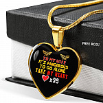 To My Wife It's Dangerous to Go Alone Take My Heart - Wife Necklace from Husband Heart Pendant Necklace - Heart Luxury Necklace (Gold Plated)