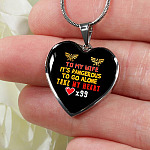 To My Wife It's Dangerous to Go Alone Take My Heart - Wife Necklace from Husband Heart Pendant Necklace - Heart Luxury Necklace (Silver)
