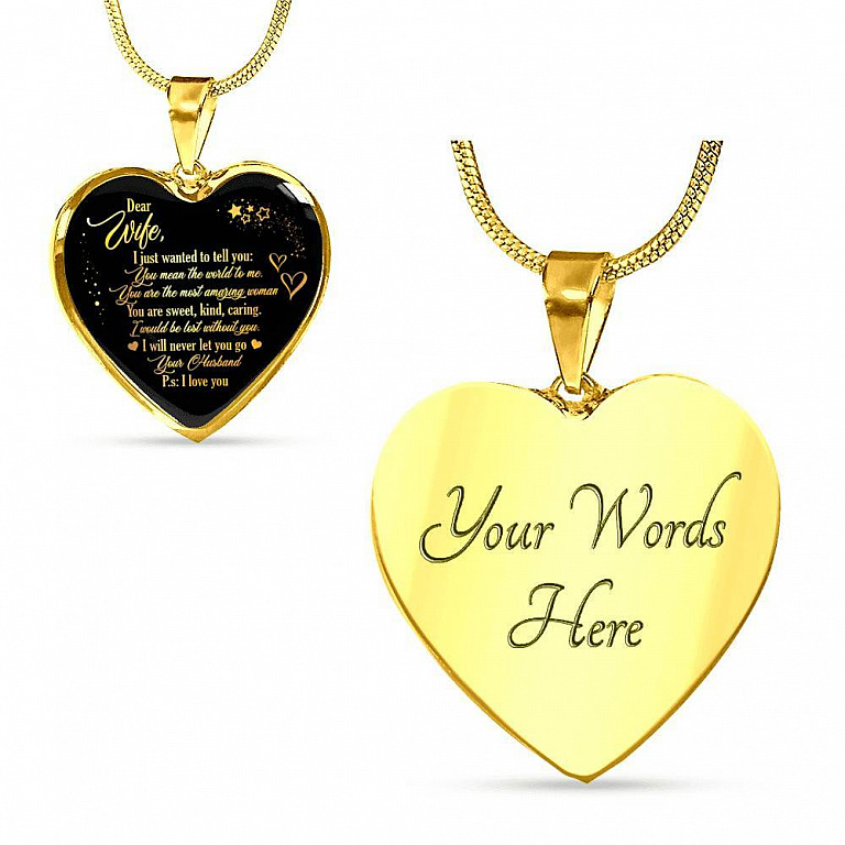 Dear Wife I Just Wanted To Tell You You Mean The World To Me You Are The Most Heart Pendant Necklace - Heart Luxury Necklace (Gold Plated)