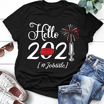 Alternative view of Personalized Hello 2021 Nurse Life CNA RN T-shirt - V-neck - Nurse Gift for Her - LPN CMA Nurse Shirt
