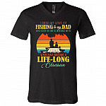 I Credit My Love Of Fishing To My Dad, Black, V-Neck T-Shirt