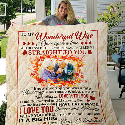 Alternative view of Personalized Custom Photo To My Wonderful Wife My Gorgeous Wife From Husband Fleece Blanket - Mink Sherpa Blanket